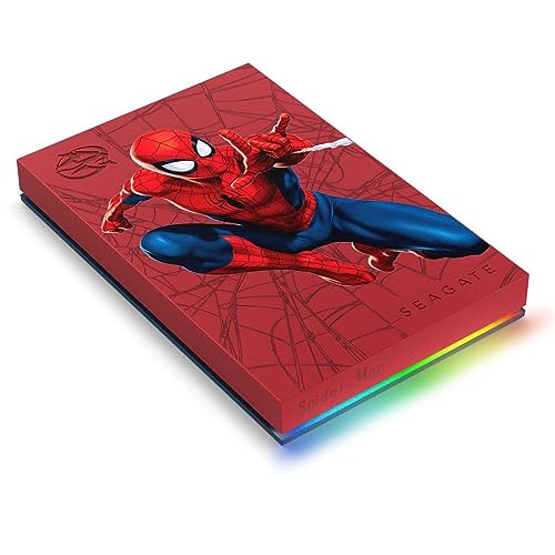 Seagate FireCuda Spider-Man Special Edition, 2 TB, External Hard Drive - USB 3.2 Gen 1, Customizable LED RGB Lighting White, with Rescue Services (STKL2000417)