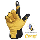 QearSafety 1 pair Cowhide Work Gloves, Gardening, Thorn Resistance ,Mechanic Work, Palm Padded, Knuckle TPR Anti-Impact Protect, Screen Touch Fingers, Multi-Purpose (Large)