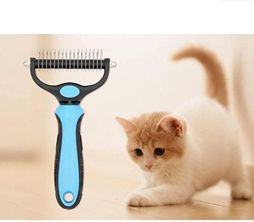 Pet Grooming Tool- 2 Sided Undercoat Rake for Dogs &Cats-Safe and Effective Dematting Comb for Mats&Tangles Removing-No More Nasty Shedding or Flying Hair (MSLS-1)