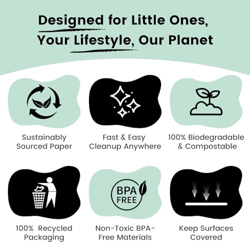 Disposable Splat Mat for Under High Chair - Tameler 30 Pack 35'' x 43'' High Chair Floor Mats for Babies, Waterproof Splash Mats, Disposable Placemats for Home & Restaurant, Baby Led Weaning Supplies