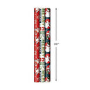 Hallmark Vintage Christmas Wrapping Paper Cut Lines on Reverse (3 Rolls: 120 sq. ft. TTL) Dancing Santas, Classic Snowman, Merry, Jolly, Happy, Peace