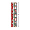 Hallmark Vintage Christmas Wrapping Paper Cut Lines on Reverse (3 Rolls: 120 sq. ft. TTL) Dancing Santas, Classic Snowman, Merry, Jolly, Happy, Peace
