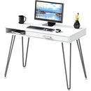 SHW Home Office Computer Hairpin Leg Desk with Drawer,White