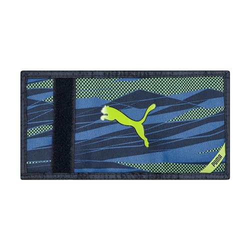 PUMA Kids' Rise Trifold Wallet, Navy/Green, One Size