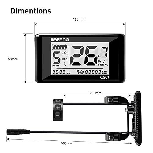 eBike Display C961 for BAFANG BBS01B BBS02B BBSHD Motor Electric Bike Bicycle Ebike Computer with PAS UART Protocol