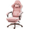 Dowinx Gaming Chair Breathable Fabic Computer Chair with Pocket Spring Cushion, Comfortable Office Chair with Gel Pad and Storage Bags,Massage Game Chair with Footrest,Pink