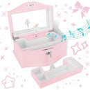 Wooden Ballerina Pink Musical Jewelry Box with Mirror&Tassel Key for Kids,Girls,Musical Keepsake Gift,Kid's Jewelry Storage Music Box (Pink)