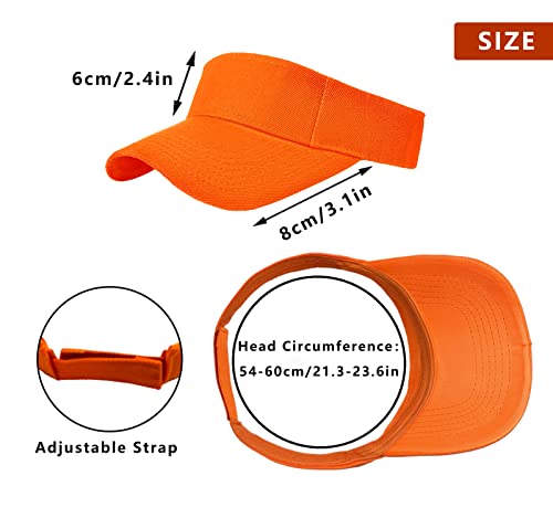 2 Pieces of Sun Visor Hats Adjustable Sport Visors Cap Visors for Women and Men (One Size), Orange, One size