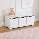 KidKraft White Nantucket Wooden Storage Bench for Kids with 3 Drawers/Storage Bins/Baskets, Toy Storage, Children's Bedroom Furniture, Nursery Furniture, 14564