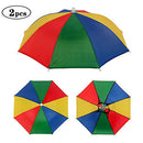 Minelife 2 Pack Rainbow Umbrella Hat Fishing Umbrella Hat, Foldable Colorful Umbrella Headwear, Sun-rain Umbrella Hat for Beach, Gardening, Travel, Hunting & Fishing