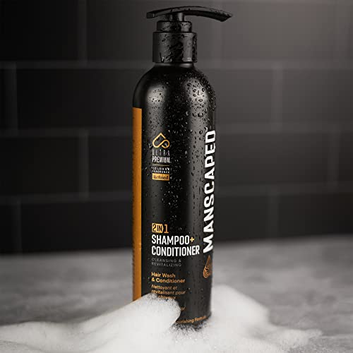 MANSCAPED™ 2 In 1 Shampoo & Conditioner, UltraPremium Formula Infused with Sea Kelp, Coconut Water, Aloe for Nourishing and Hydrating Hair (16 oz)