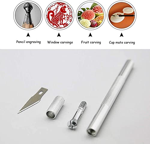 2Pack Precision Carving Craft Knife Stainless Steel Metal Knives with Safety Cap and 10Pcs Knife Blades for DIY Art Work Cutting Sculpture Carving Knife and Hobby Knife etc.