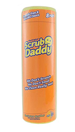 Scrub Daddy®, The Original Scrub Daddy - FlexTexture Sponge, Soft in Warm Water, Firm in Cold, Deep Cleaning, Dishwasher Safe, Multi-use, Scratch Free, Odor Resistant, Functional, Ergonomic, 8ct Roll
