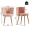 ATSNOW Peach Pink Sherpa Accent Chairs Set of 2, Mid Century Modern Upholstered Side Chairs for Dining Room Living Room Bedroom Vanity