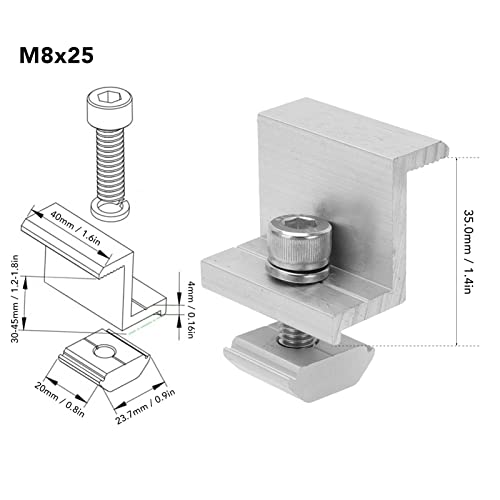 Solar Mount Z Brackets, Glossy Finish Standard Size 10PCS Lightweight PV Mounting Side Clamps Easy To Install for Panel Installation (35mm)