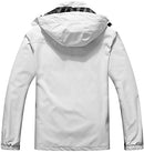 MOERDENG Men's Waterproof Rain Jacket Outdoor Lightweight Softshell Raincoat for Hiking Travel, Light Grey-04, X-Large