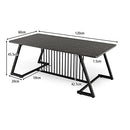 Giantex Modern Coffee Table, Faux Marble Rectangular End Table w/Rustproof Steel Legs, Adjustable Feet, Stylish Side Tea Table for Living Room Office Reception Room, Easy Assembly, Black