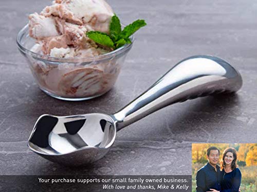 Stainless Steel Ice Cream Scoop by Midnight Scoop - Ergonomic Ice Cream Scooper for Hard Ice Cream - Dishwasher Safe Ice Cream Spade
