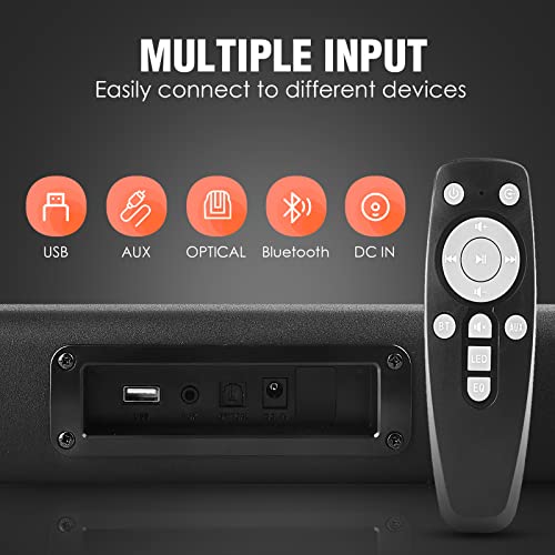 Small Sound Bars for TV, AUEEDS 50W 16-Inch Ultra Slim Mini Surround Soundbar TV Speakers System with Wireless Bluetooth 5.0 Optical AUX USB Connection, 3 Equalizer Modes, for 4K & HD TVs