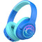 Kids Headphones Wireless with LED Lights, iClever BTH18 Safe Volume 74/85/94dBA, 43H Playtime, Stereo Sound, USB-C, AUX Cable, Bluetooth5.3 Over Ear Kids Headphones Wireless for Tablet/Travel, Blue