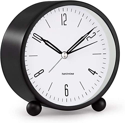 Analog Alarm Clock, 4 inch Super Silent Non Ticking Small Clock with Night Light, Battery Operated, Simply Design, for Bedroon, Bedside, Desk