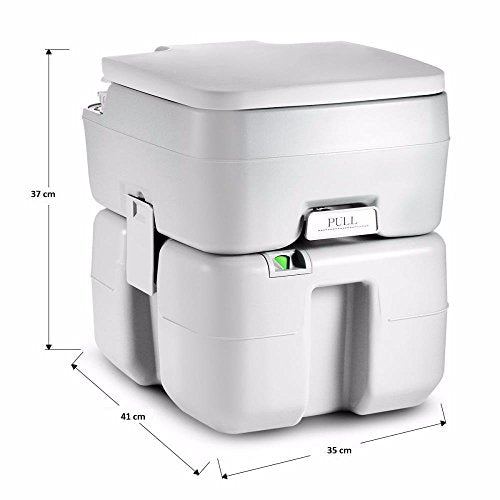 SereneLife Portable Toilet with Carry Bag – Indoor Outdoor Toilet with CHH Piston Pump & Level Indicator – 5.3 Gallon Large Waste Tank – 100-120 Flushes for RV, Camping, Hiking & Boating