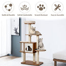 Cat Tree Tower, Large Wood Cat Climbing Condos Stand, w/4 Level Activities Platform, Sisal Rope Scratching Posts, Washable Mats, Tall Cat Playhouse Activity Center for Indoor Cats, Beige, 142CM