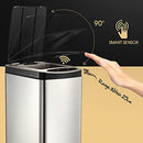 Maxkon 50L Motion Sensor Rubbish Bin Stainless Steel Garbage Bin Automatic Kitchen Bin Trash Waste Home Office Sliver
