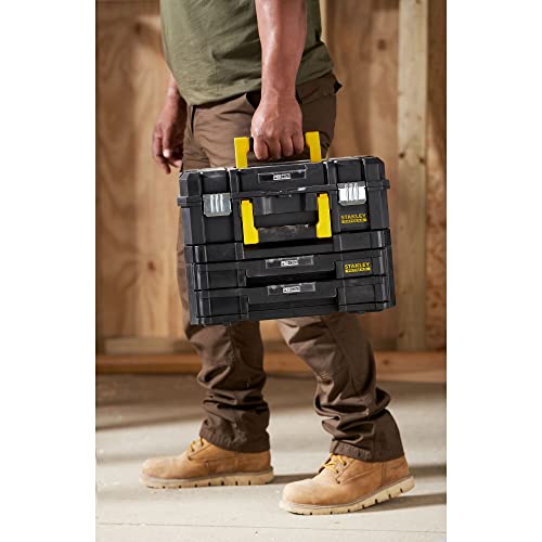 Stanley FatMax Tstak Combination Toolbox - 21.5 L Includes Box with 2 Drawers and Metal Clips - Pack of 1 - FMST1-71981