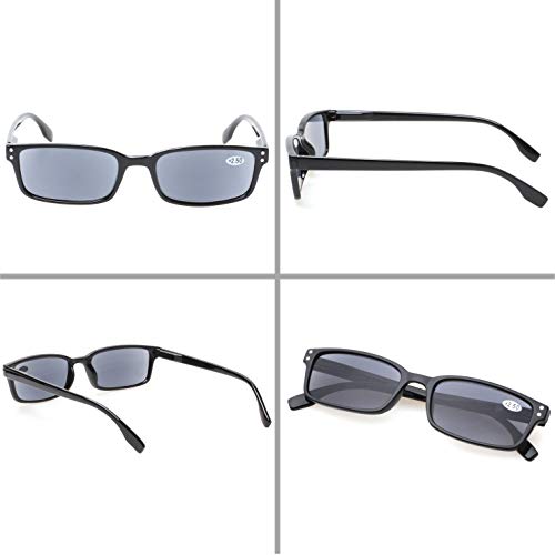 (0.75 Diopters, 2tortoise 1black 1gray Lens) - READING GLASSES 4 Pack Spring Hinge Comfort Readers Plastic Includes Sun Readers