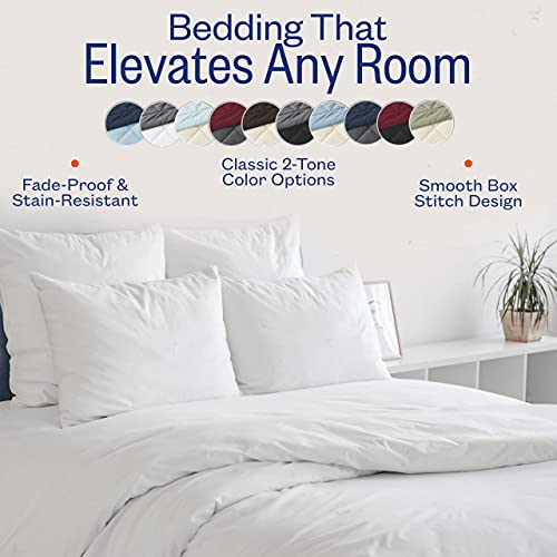 (Full/Queen, Navy/Sleet) - Sleep Restoration Goose Down Alternative Comforter - Reversible - All Season Hotel Quality Luxury Hypoallergenic Comforter -Full/Queen - Navy/Sleet