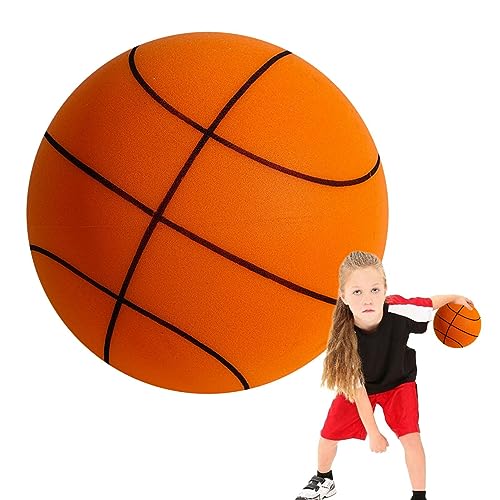 Silent Basketball Dribbling Indoor, Lightweight Uncoated High Density Foam Ball, 2023 Newest Foam Basketball Indoor Training Ball for Patios Playrooms Stadiums Yards
