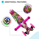 ROFFT Maxi Scooter for Kids Ages 6-12 Lean-to-Steer 3 Wheel Scooter for Kids Ages 6-12 PU Light-Up Wheels Kids Scooter Adjustable Height Light Weight Aluminum Scooters T-Bar Colorful Design Printed