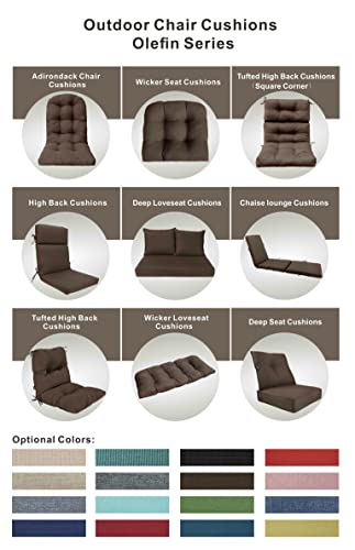 BOSSIMA Indoor Outdoor High Back Chair Cushions Replacement Patio Chair Seat Cushions Set of 4 (Olefin Coffee/Chocolate)