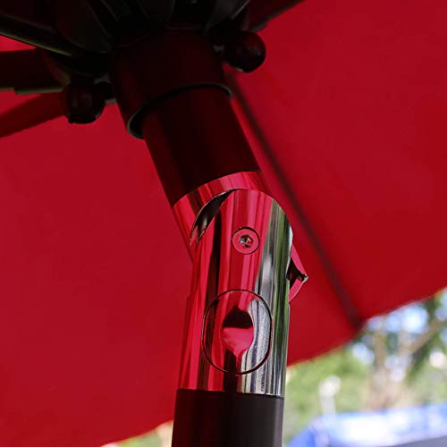 (Red) - Sunnyglade 2.7m Patio Umbrella Outdoor Table Umbrella with 8 Sturdy Ribs (Red)