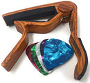 Guitar Capo for Acoustic and Electric Guitars - Rosewood with 5 Picks