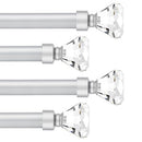 knobelite (4 Pack)1-Inch Diameter Single Window Treatment Curtain Rod, Crystal Finial Home Curtain Rods,22-inch to 42-inch Adjustable, Satin Nickel Single Drapery Rod