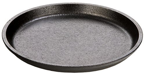 LODGE 17.78 cm / 7 inch Pre-Seasoned Cast Iron Round Serving Griddle, Inoxidable, Black