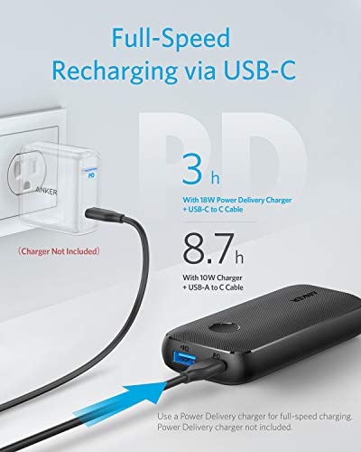 Anker PowerCore 10000 PD Redux, 10000mAh Power Bank USB-C Power Delivery (18W) Portable Charger for iPhone 12/iPhone 11/11 Pro / 11 Pro Max / 8 / X/XS Samsung S10, Pixel 3/3XL, iPad Pro 2018, and More