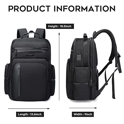 BanGe Laptop Backpack Men Business Travel Backpacks with USB Charging Port Weekender Carry On Backpack Black All, 2602 black, One size