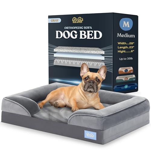 Orthopedic Sofa Dog Bed - Ultra Comfortable Dog Bed for Medium Dogs - Breathable & Waterproof Pet Bed- Egg Foam Sofa Bed with Extra Head and Neck Support - Removable Washable Cover with Nonslip Bottom