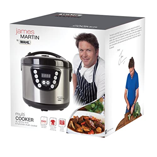 Wahl James Martin Multi Cooker, 6-in-1 Functions, Steaming, Sautéing, Stewing, Slow Cooking, 24hr Delay Timer, 4L Ceramic Pot (Feeds up to 4 People), Removable Cooking Pot, Dishwasher Safe Parts