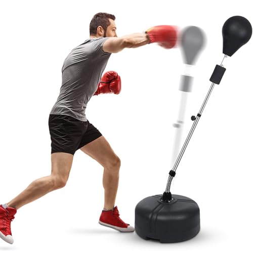 Aceshin Punching Bag Speed Bag Reflex Boxing Punching Bag with Stand Freestanding Height Adjustable Indoor Outdoor Training Fitness for Adults Teens