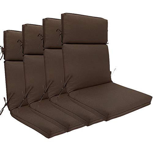 BOSSIMA Indoor Outdoor High Back Chair Cushions Replacement Patio Chair Seat Cushions Set of 4 (Olefin Coffee/Chocolate)