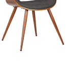 Armen Living Butterfly Dining Chair in Charcoal Fabric and Walnut Wood Finish