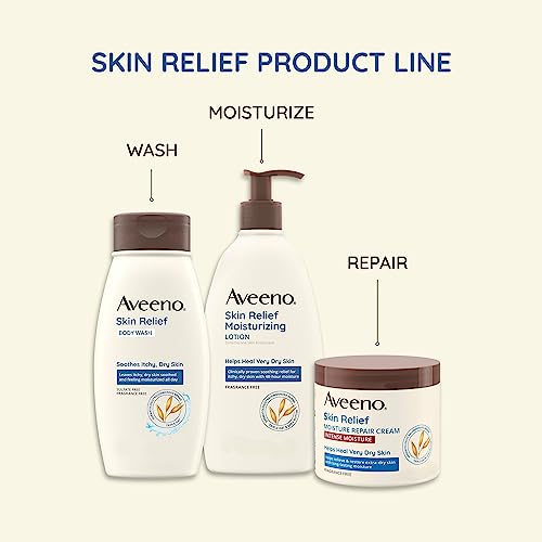 Aveeno Skin Relief Fragrance Free Body Lotion Shea Butter 72-Hour Intense Hydration Soothe Dry Itchy Sensitive Skin 354mL