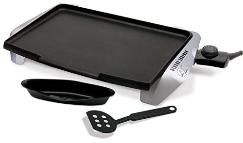 George Foreman GREG10 Griddle, Fast Heat Up to 200 Degrees, Large Grilling Surface, Non-Stock, Variable Temperature Control, Black