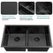 Zeesink Black Kitchen Sink 32" X 18",Double Bowl Kitchen Sink,Low Divide Undermount Kitchen Sink,Black Undermount Double Sink,50/50 Double Bowl 16 Gauge Stainless Steel Kitchen Sink