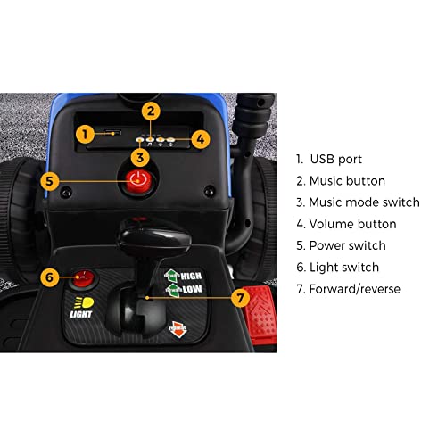 Mazam Kids Ride On Car with Trailer Electric Toy Car Blue