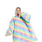 GOMINIMO Comfy Hoodie Blanket Adults & Teenagers Oversized Unisex, Sherpa-Lined Fleece, Leopard Polka Dot Rainbow Stars Fruits, Free Size (Rainbow)